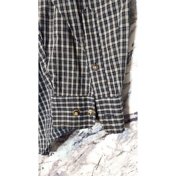 Saddlebred Long Sleeve Plaid Button Up Western Shirt Black White Mens Size XL - Picture 2 of 9